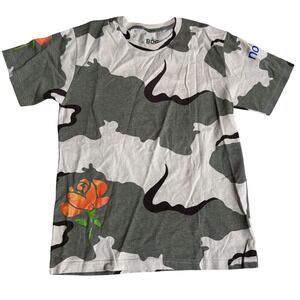 BDG Shirt Mens Medium Camo Rose Floral Graphic Short Sleeve Urban Streetwear